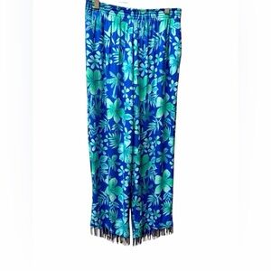 PARADISO Summer Beach Cropped Pants Resort Wear Beading at hemline Size Medium